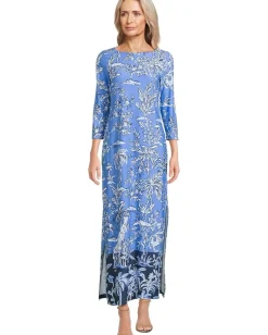 Lilly Pulitzer UPF 50 Chillylilly Seralina Maxi Dress Sunwashed Blue Tall Tales Engineered Chillylilly Hot