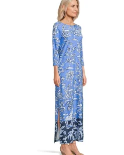 Lilly Pulitzer UPF 50 Chillylilly Seralina Maxi Dress Sunwashed Blue Tall Tales Engineered Chillylilly Hot