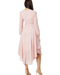 Vince Camuto V Neck Tie Waist Maxi Dress- L Pink Orchid Clearance