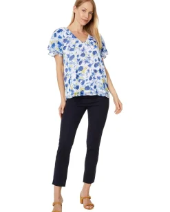 Women Vince Camuto V Neck Tulip Slv Blouse