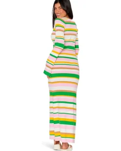 Show Me Your Mumu Vacay Maxi Dress Multi Rib Knit Hot