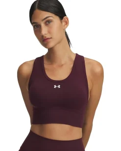 Under Armour Vanish Seamless Mid Impact Sports Bra Dark Maroon/White Sale