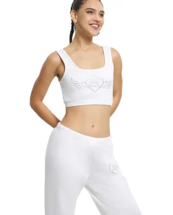 Juicy Couture Vday Fleece Cropped Tank With Hotfix White Hot