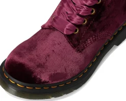 Dr. Martens Vegan 1460 Pascal Velvet Lace-Up Boots Cherry Red