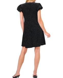 CeCe Velvet Bubble Sleeve Dress Rich Black