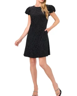 CeCe Velvet Bubble Sleeve Dress Rich Black