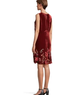 Johnny Was Velvet Chevron Tank Dress Mayra Cranberry Outlet