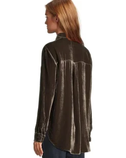 Eileen Fisher Velvet Classic Collar Long Shirt Rye Online