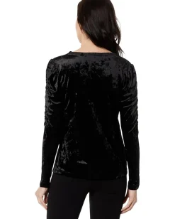 Elliott Lauren Velvet Poof Sleeve Top Black Discount