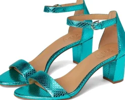 Naturalizer Vera Teal Metallic Snake Print Leather Best