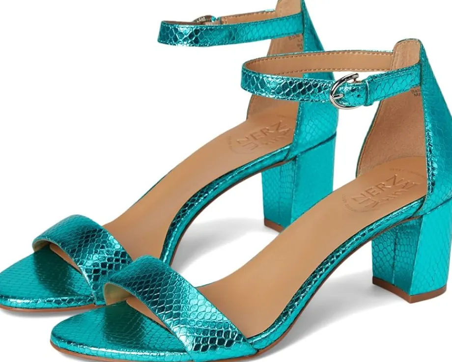 Naturalizer Vera Teal Metallic Snake Print Leather Best