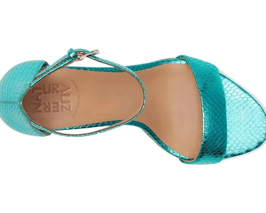 Naturalizer Vera Teal Metallic Snake Print Leather Best