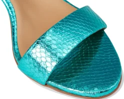 Naturalizer Vera Teal Metallic Snake Print Leather Best