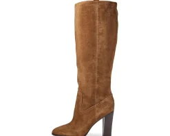 Veronica Beard Vesper Wide Calf Mocha Brown Suede Sale