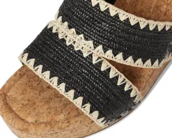 Lucky Brand Vickta Woven Band Cork Wedge Sandals Black Discount