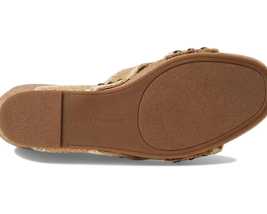 Lucky Brand Vickta Woven Band Cork Wedge Sandals Dark Natural Online