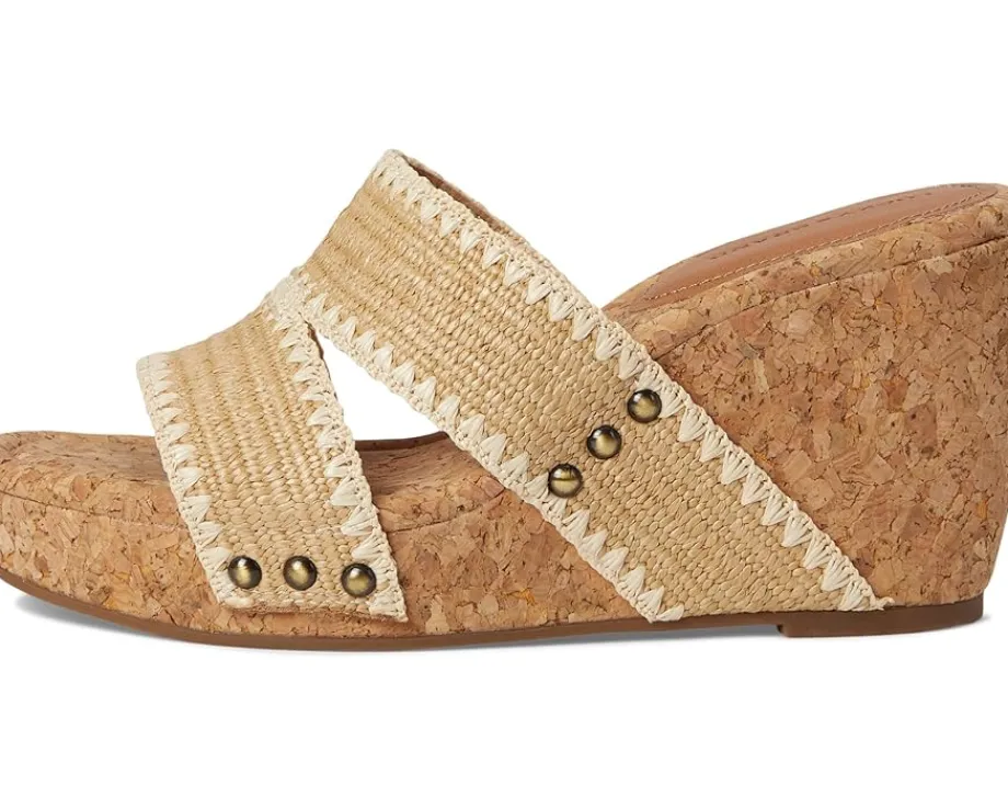 Lucky Brand Vickta Woven Band Cork Wedge Sandals Dark Natural Online