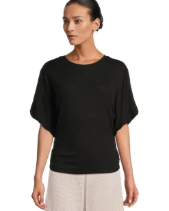 Michael Stars Vicky Scoop Neck Balloon Sleeve Tee Black Outlet