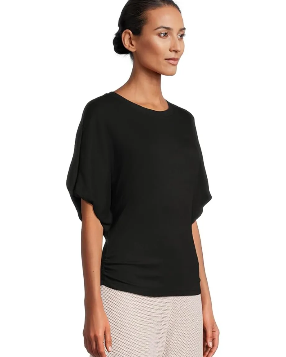 Michael Stars Vicky Scoop Neck Balloon Sleeve Tee Black Outlet