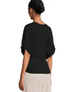 Michael Stars Vicky Scoop Neck Balloon Sleeve Tee Black Outlet