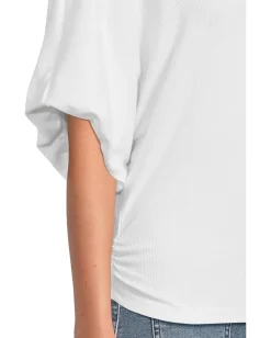 Michael Stars Vicky Scoop Neck Balloon Sleeve Tee White Sale