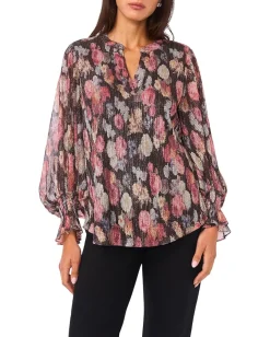 Vince Camuto V-Neck Balloon Sleeve Blouse Rich Black Online