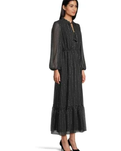 Women CeCe V-Neck Balloon Sleeve Maxi Dress