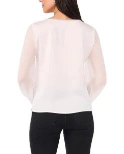 Women Vince Camuto V-Neck Chiffon Sleeve Blouse w/ Rhinestone Trim