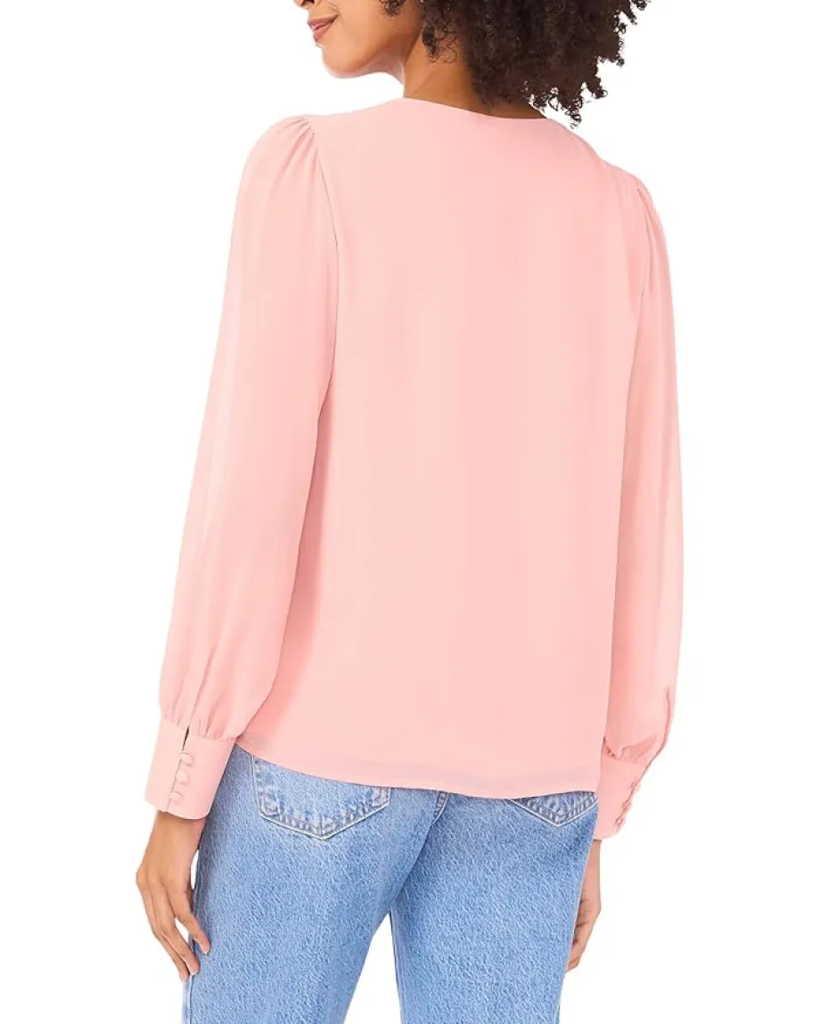 Vince Camuto V-Neck Long Sleeve Blouse Sepia Rose Online