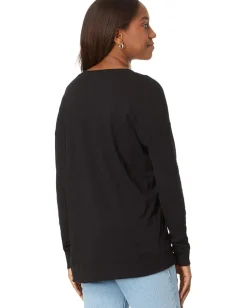 Women bobi Los Angeles V-Neck Long Sleeve Princess Seam Rib Mix Tee