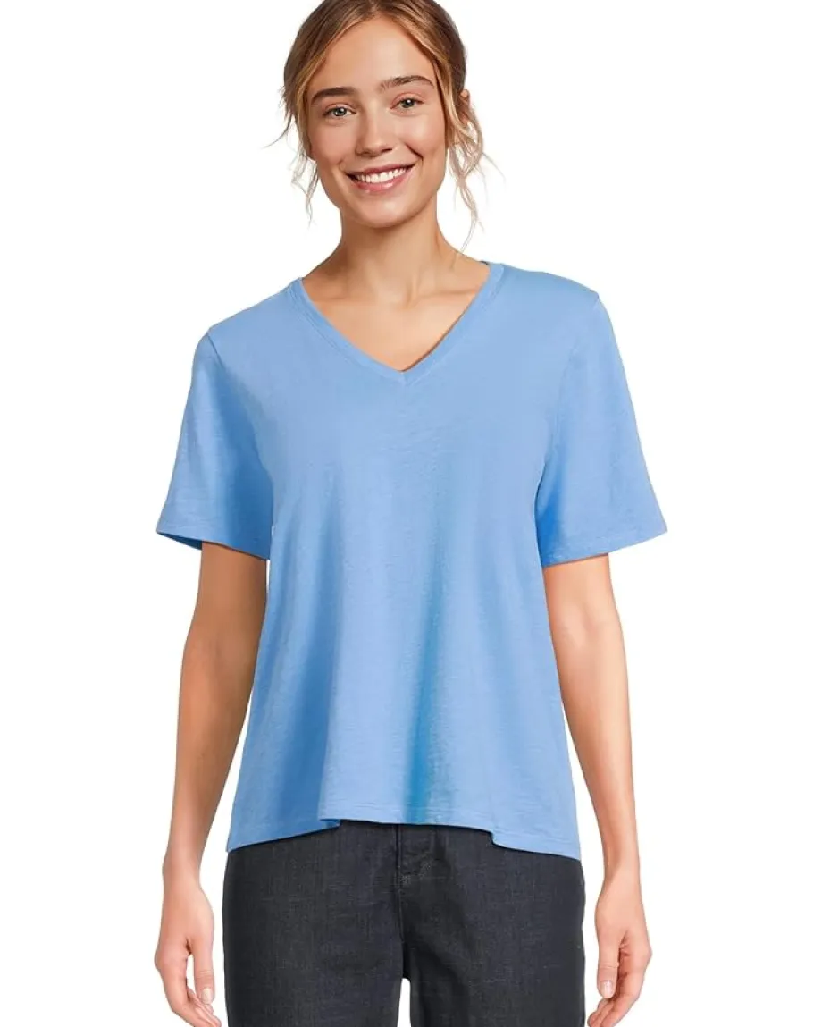 Women Eileen Fisher V-Neck Short Sleeve Tee