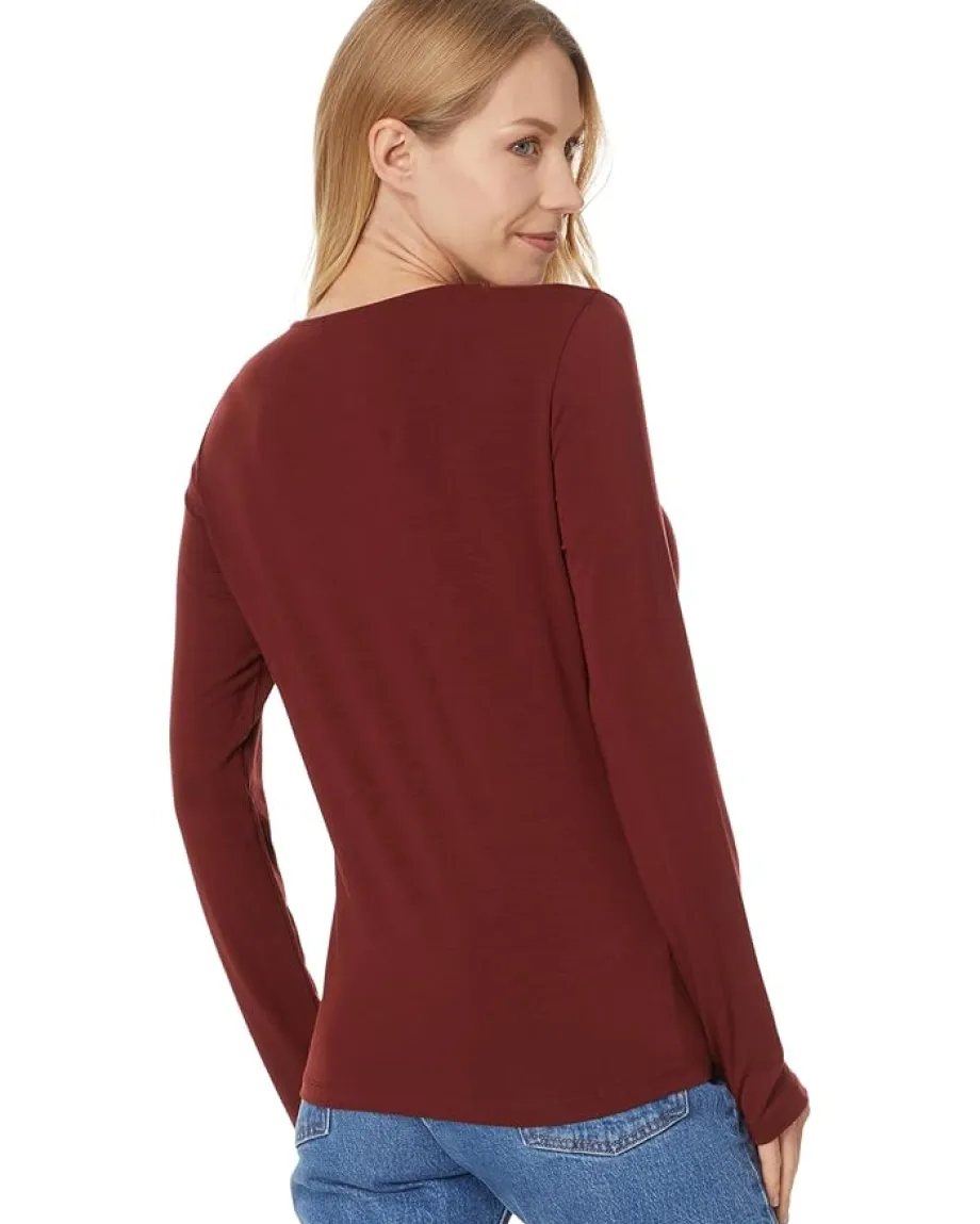 Eileen Fisher V-Neck Top With Long Sleeve Redwood Online
