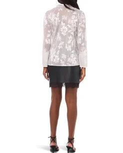 Women Vince Camuto V-Neck Tunic Blouse with Contrast