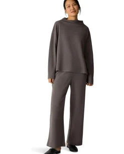 Women Eileen Fisher Waffle Doubleknit Funnel Neck Box Top