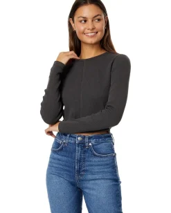 Women Madewell Waffle Knit Crewneck Crop Tee