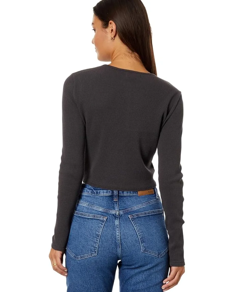 Women Madewell Waffle Knit Crewneck Crop Tee