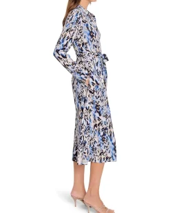 NIC+ZOE Washed Chevron Live In Dress Blue Multi New