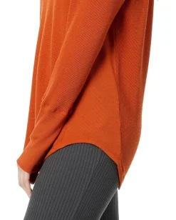 Mod-o-doc Washed Cotton Modal Thermal Long Sleeve V-Neck Tunic Autumn Pumpkin Clearance