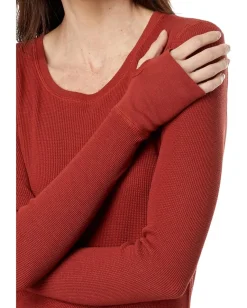 Women Mod-o-doc Washed Cotton Modal Thermal Long Sleeve Crew Neck Tee