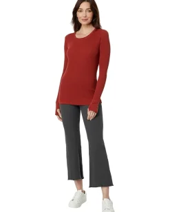 Women Mod-o-doc Washed Cotton Modal Thermal Long Sleeve Crew Neck Tee