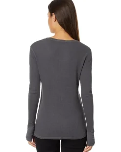 Women Mod-o-doc Washed Cotton Modal Thermal Long Sleeve Crew Neck Tee