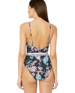 Seafolly Water Garden Maillot One-Piece Black New