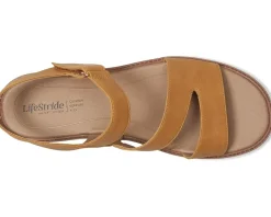 LifeStride Waverly Sandals Inca Gold Faux Leather Sale