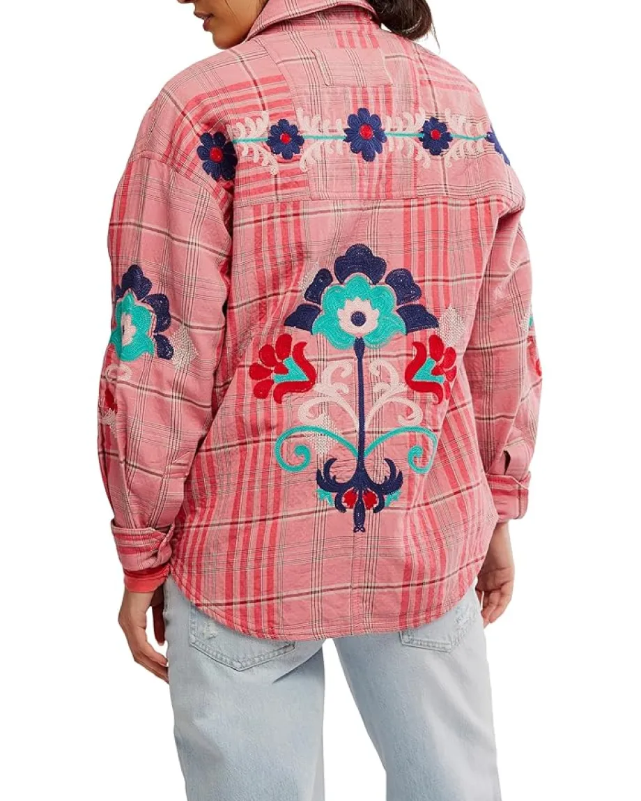 Women Free People We The Free Embroidered Sashiko Shirt