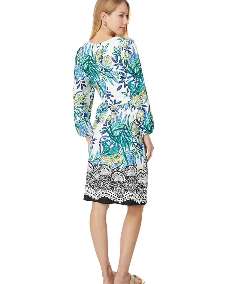 Lilly Pulitzer Wexlee 3/4 Sleeve Dress Multi Golden Hour Glam Engineered Knit Dress Best