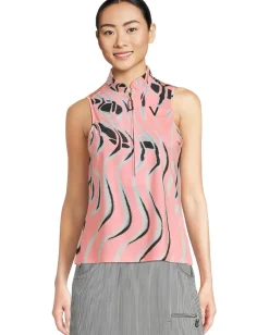 Jamie Sadock Whirlwind Print Sleeveless Polo Azalea Pink Clearance