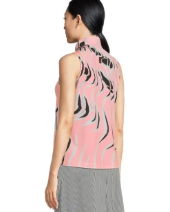 Jamie Sadock Whirlwind Print Sleeveless Polo Azalea Pink Clearance