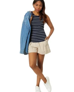 Women NIC+ZOE Wide Stripe Rib Knit High Neck Tank