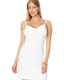 Lilly Pulitzer Willalynn Stretch Bow Dress Resort White Caliente Pucker Jacquard Best