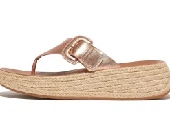 FitFlop Women's F-Mode Espadrille Adj. Leather Flatform Toe-Thongs New